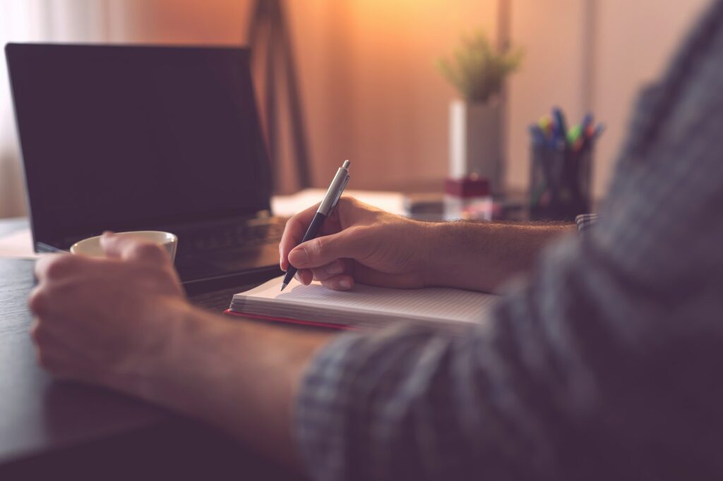 Freelance accountant working in a home office